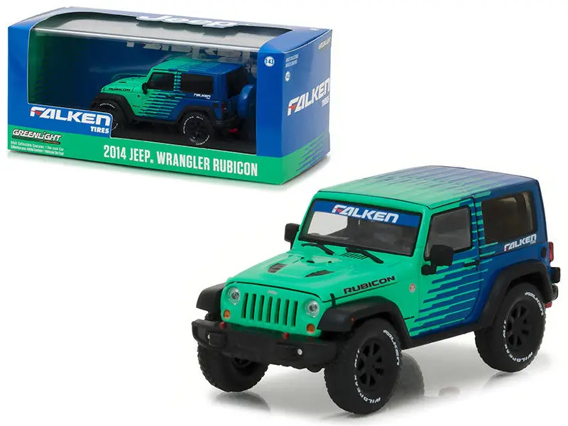 Зеленый светильник 1:43 2014 Jeep Wrangler Rubicon Falk en покрышки сплав модель автомобиля литье