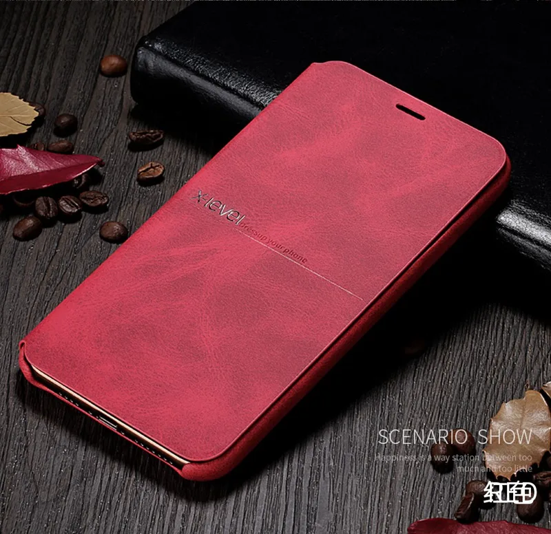 Красный X-Level Роскошный кожаный чехол s для iPhone 11 Pro XS Max XR X 8 8 6 6S 7 Plus полный защитный деловой чехол - Цвет: Красный