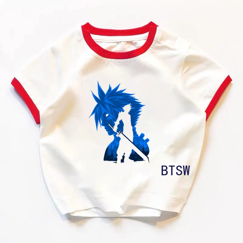 Новинка модная классическая футболка для девочек с изображением меча и облака