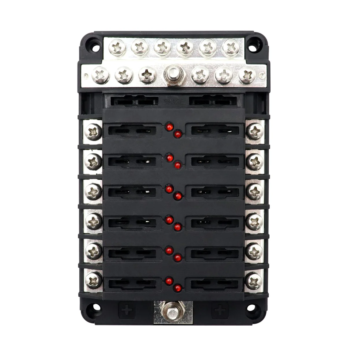 

The new 12-way car fuse box, one in, 12 out, with LED indicator, with negative busbar integrated