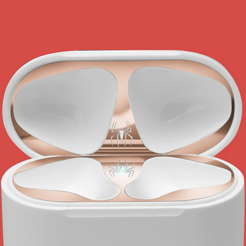 Rose Gold 5 Для Apple AirPods 2 металлическая Пылезащитная Защитная Наклейка защитная крышка для наушников для Airpods 2 Пылезащитная наклейка для AirPods 1 - Цвет: Rose Gold 5