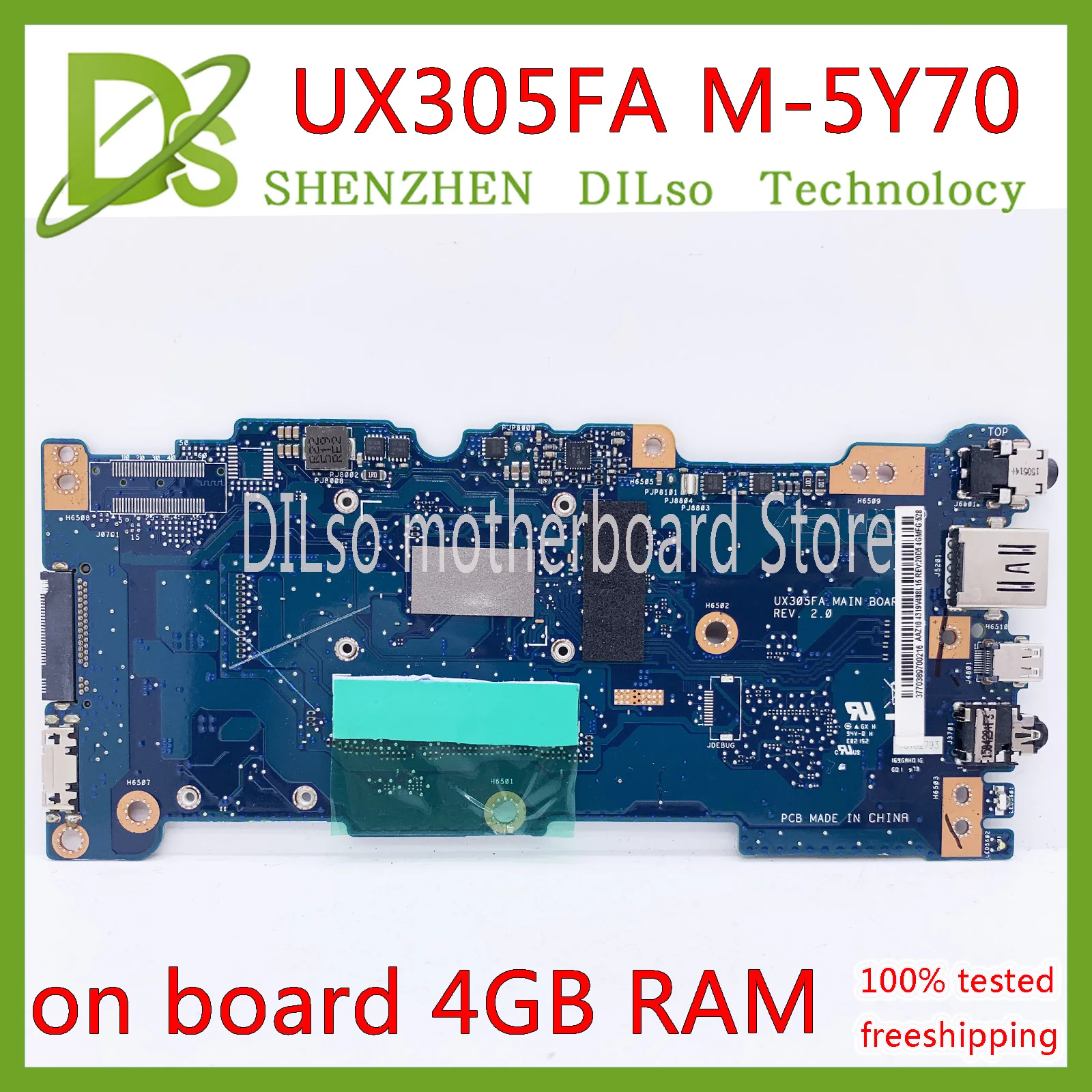KEFU UX305FA материнская плата для ASUS UX305 UX305F ноутбука Оригинальный ноутбук 4G MOMERY 5Y7 0 CPU