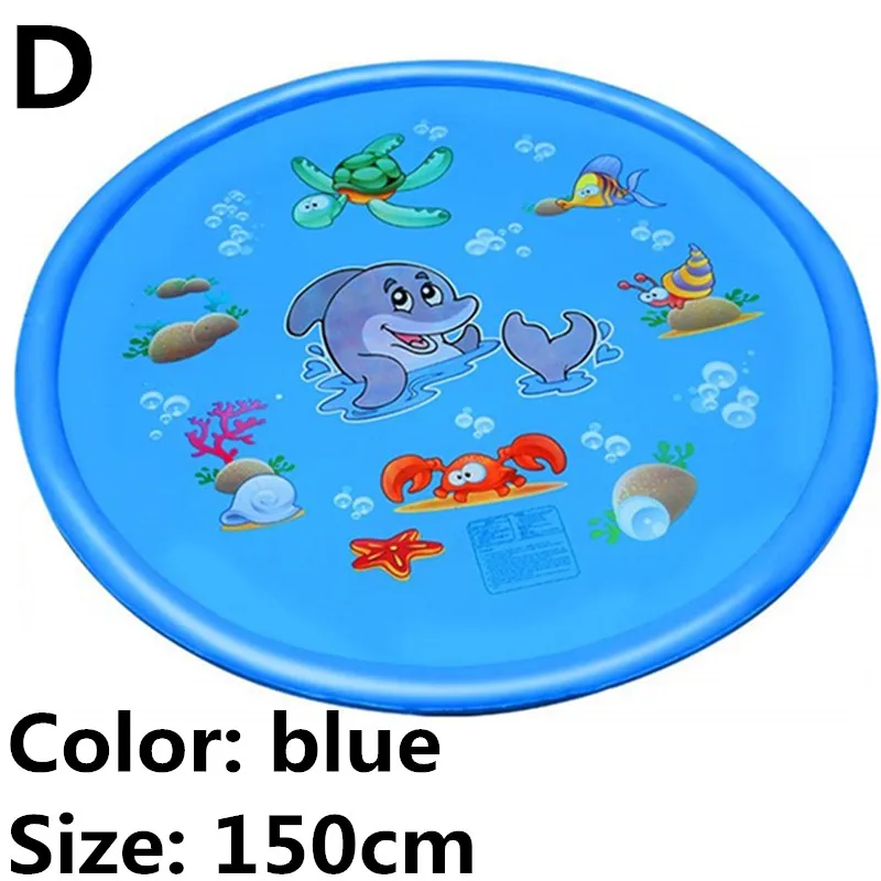 D Blue 150cm 100/150/170 см Летний детский водный мягкий игровой коврик детский открытый коврик для детей бассейн игры игрушка посыпать брызги воды игрушка - Цвет: D Blue 150cm