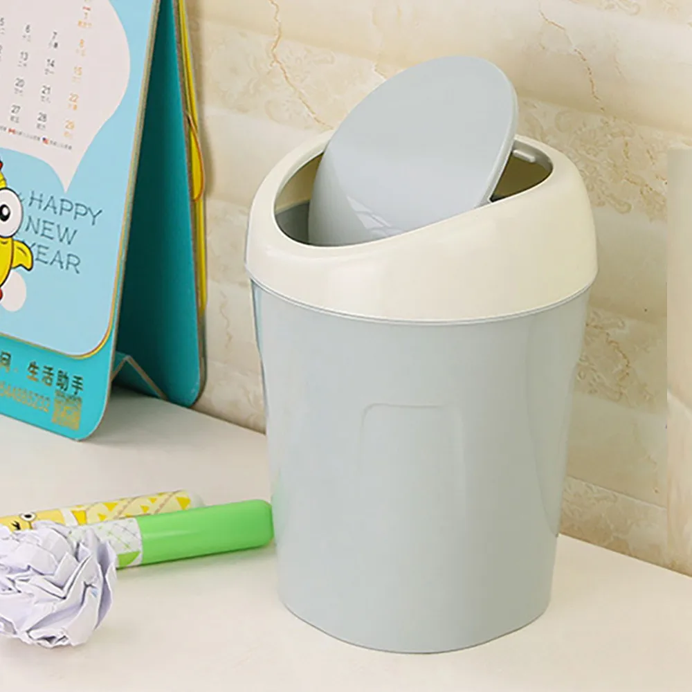 Desktop Waste Bins Trumpet Desktops Mini Creative Covered Kitchen Living Room Trash Can Rolling Cover Type Dustbin#30 | Дом и сад