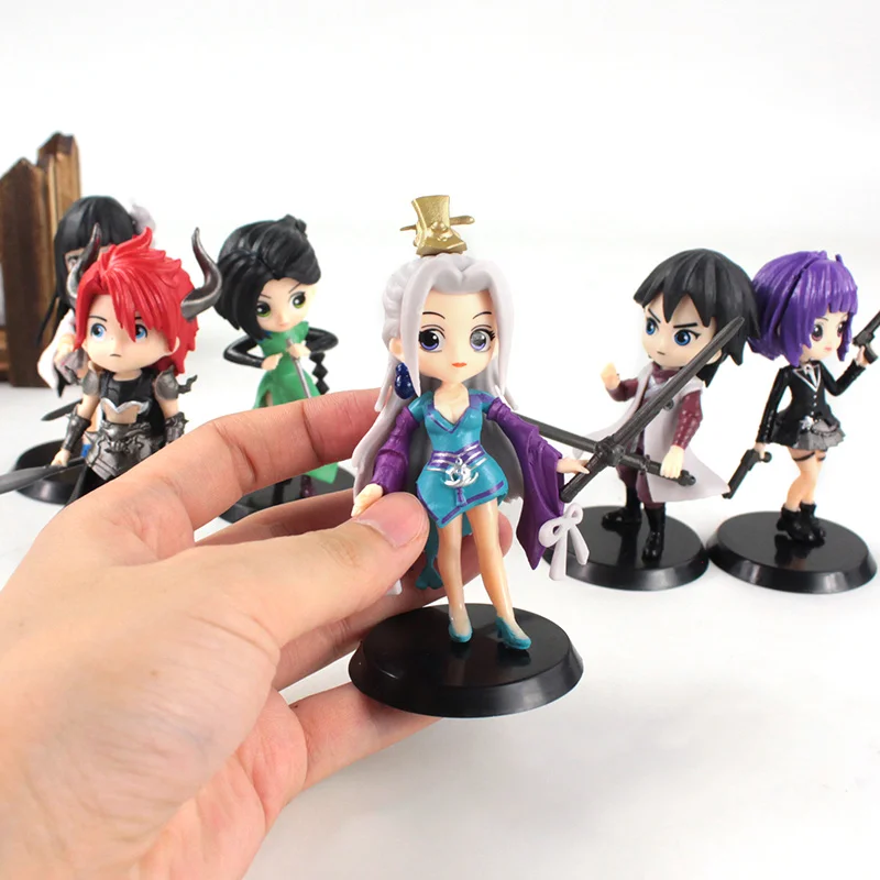 

6pcs/set 8.5-10cm Scissor Seven Figure Toys Killer Thirteen With Sword Weapon PVC Cartoon Mini Decoration Dolls