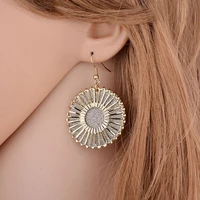 yada fashion gold color round earring crystal statement cubic zirconia earring gold for women retro jewelry earrings er200137