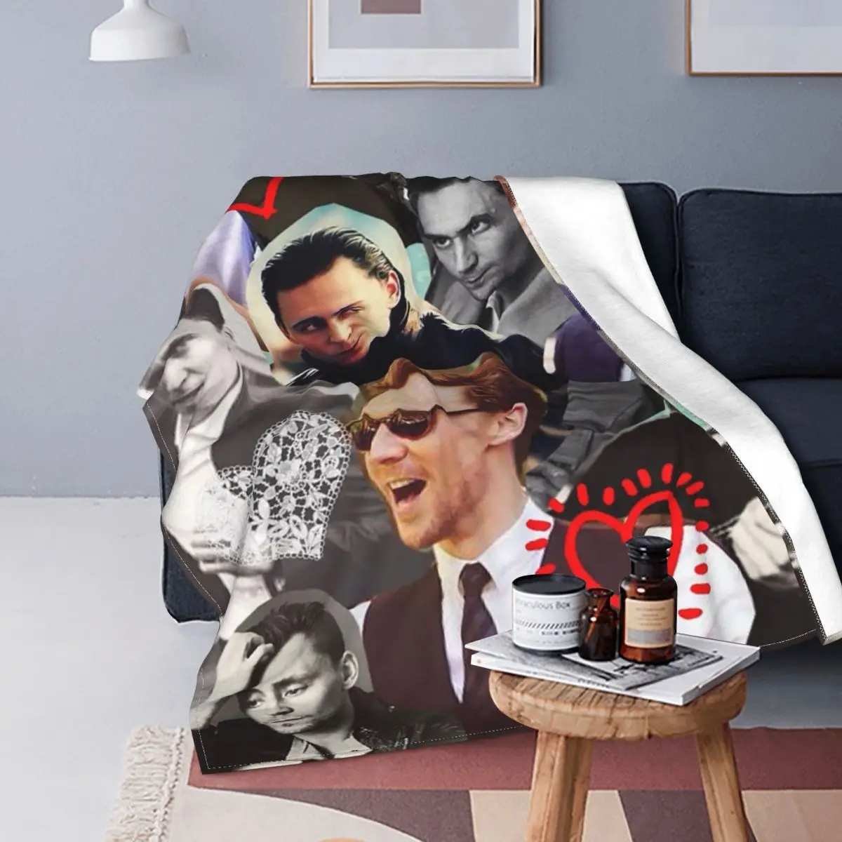 

Tom Hiddleston-mantas de forro polar con estampado a cuadros, decoración, Actor, multifunción, súper cálido, para cama, colcha a