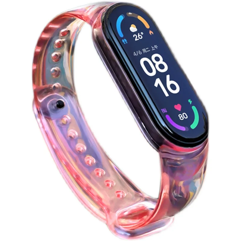 

For Xiaomi Miband 6 5 4 Watch Strap Transparent Soft TPU Watchband that changes color in the sun Replacement Band Miband 6 5 4