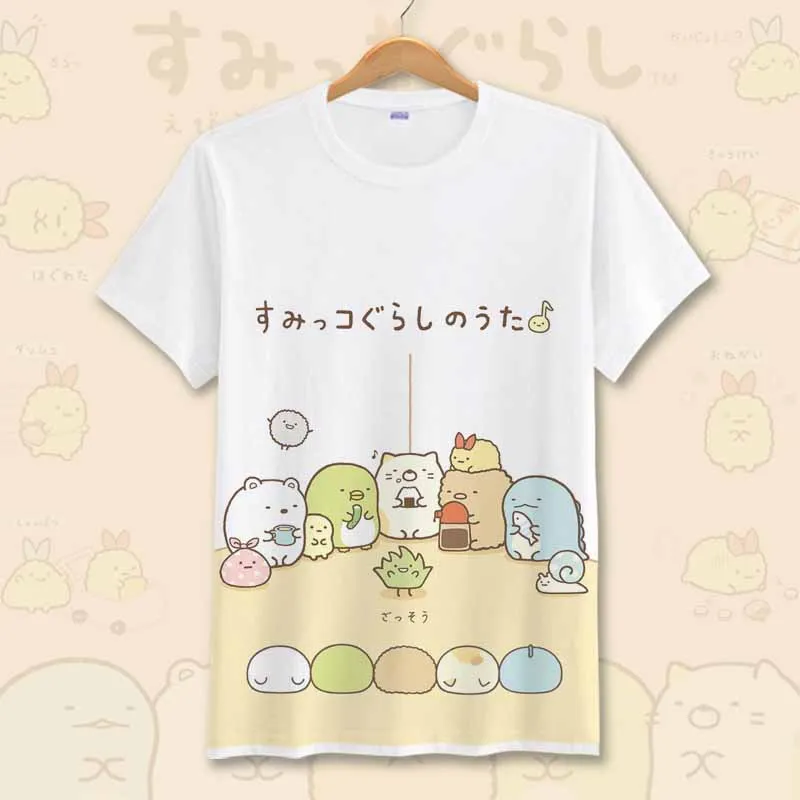 Новый аниме Sumikko Gurashi хлопковые футболки для мальчиков и девочек с рисунками