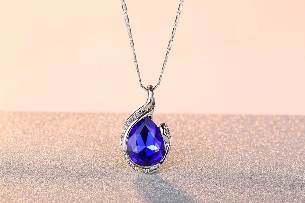 Double Fair Classic Beauty Teardrop Sets For Women Wedding Engagement Jewelry Necklace& Earring Fashionable Jewellry KAS099