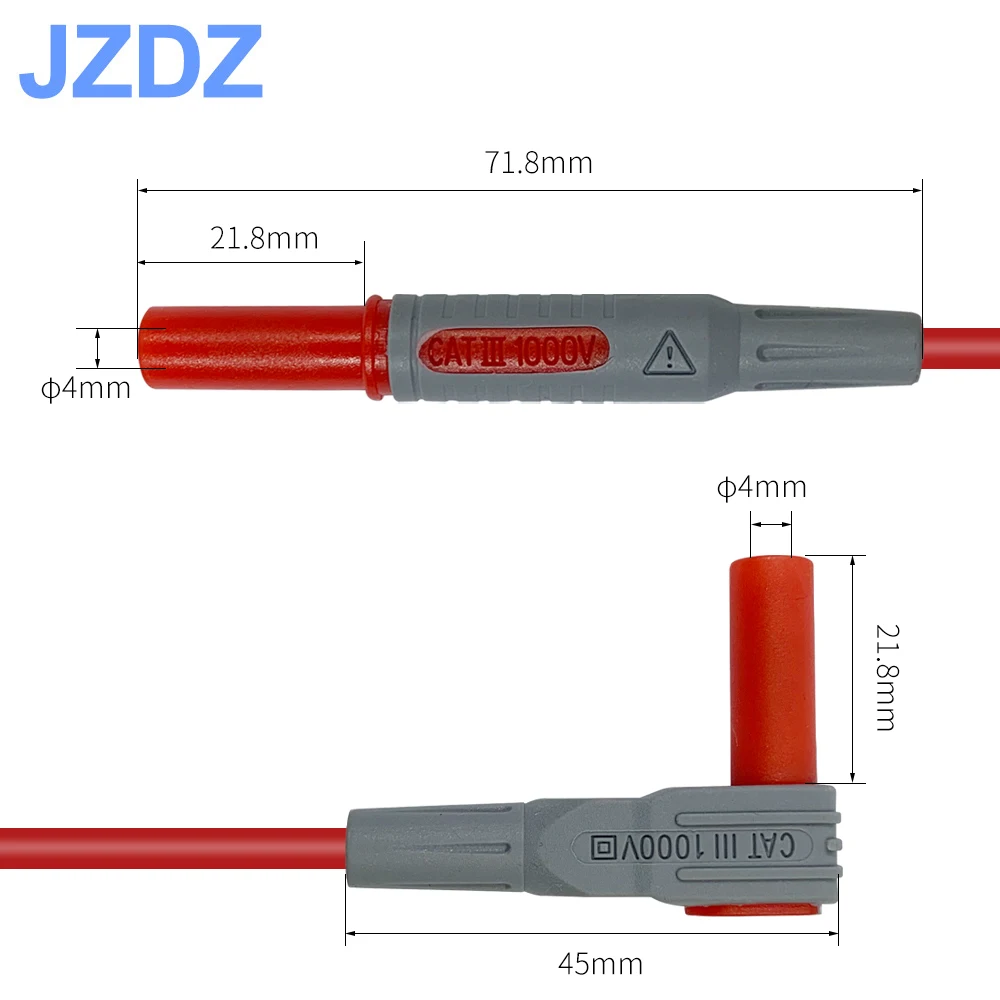JZDZ 1 пара мультиметр тестовый провод безопасности вилка типа банан 90 градусов