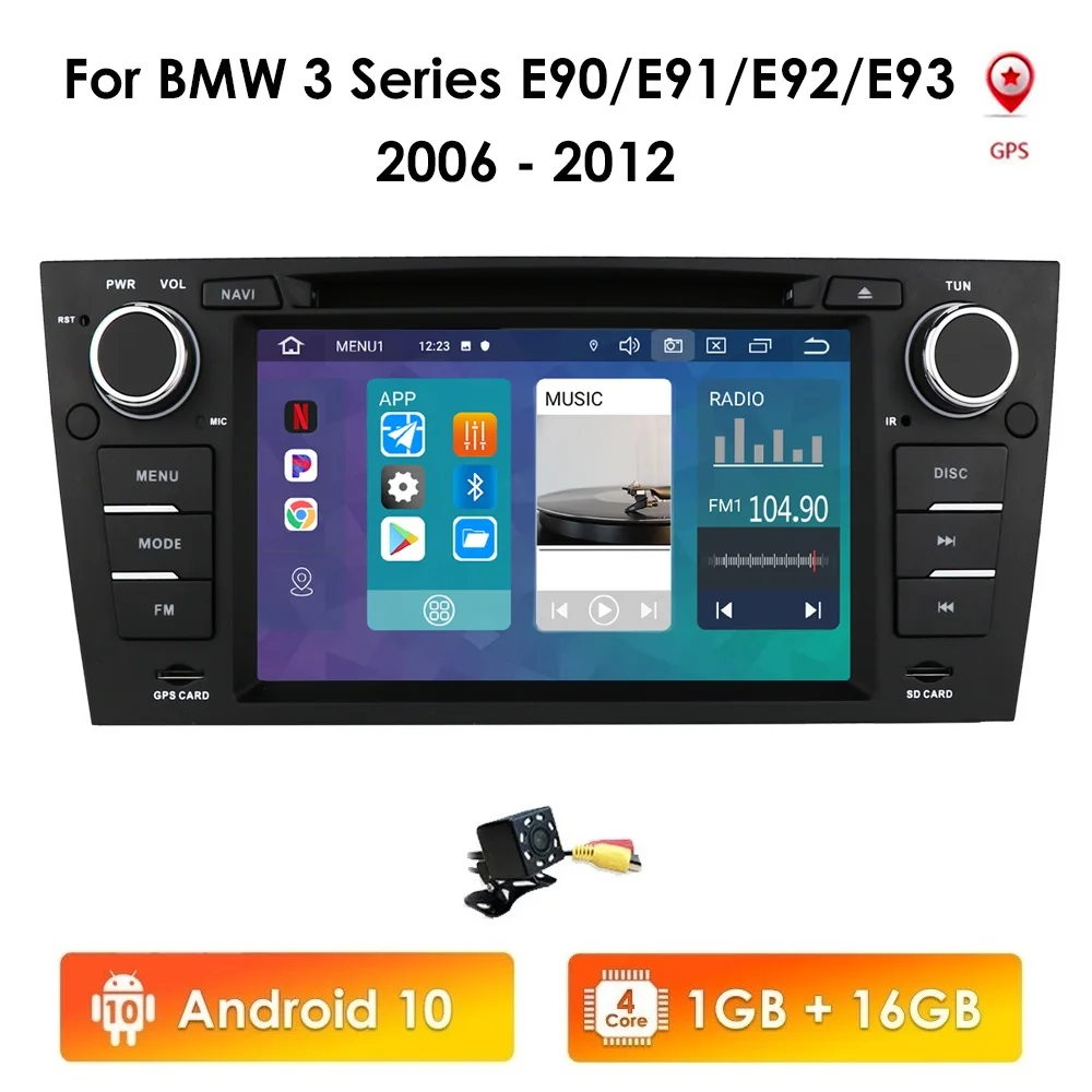 

IPS 4-Core 4GB 64G-USB 1 Din Android 10 Car Radio For BMW E90/E91/E92/E93 Multimedia Player Navigation GPS Stereo DVD head Unit