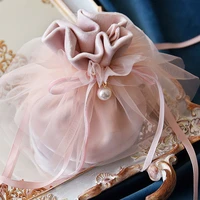 6pcspcs creative velvet yarn wedding candy gift bags with pearl baby shower chocolate package bag jewelry storage bag wholesale