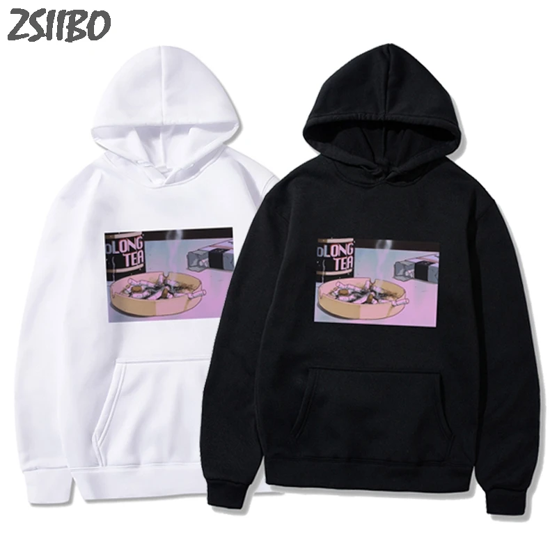 Harajuku Sad somke Vapor wave принт Забавный аниме принт унисекс толстовка мужские толстовки мужские повседневные топы с капюшоном уличная одежда