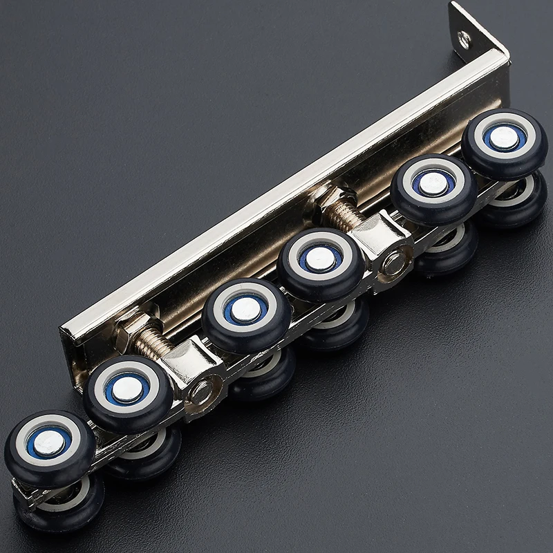 Двойная композитная нейлоновая раздвижная дверь из нержавеющей стали 12 колесный