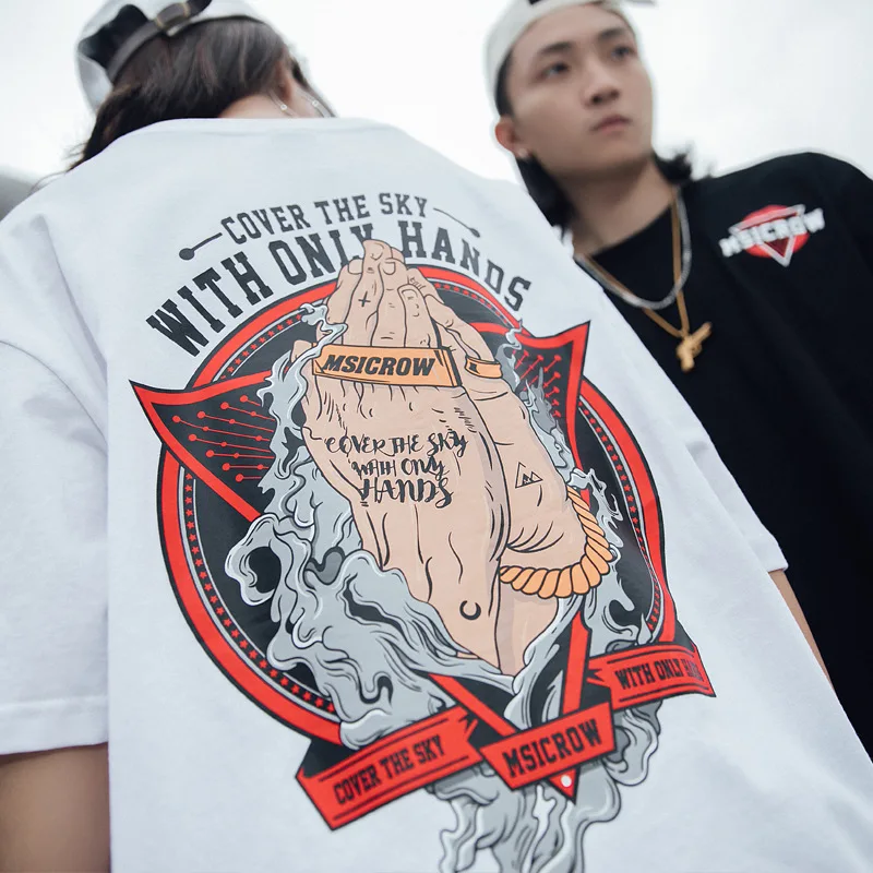 Футболка для влюбленных пар Повседневная Уличная одежда в стиле хип-хоп топы с