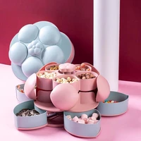 petal shape rotating candy box double layer snack nut tray food storage box wedding candy plates nuts dried fruit organizer case