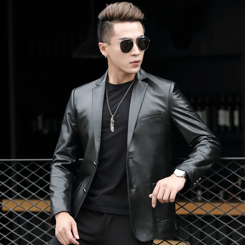 

Genuine Jacket Short Sheepskin Coat for Men Spring Autumn Blazer Leather Jackets Blouson Cuir Homme 1330 KJ1380