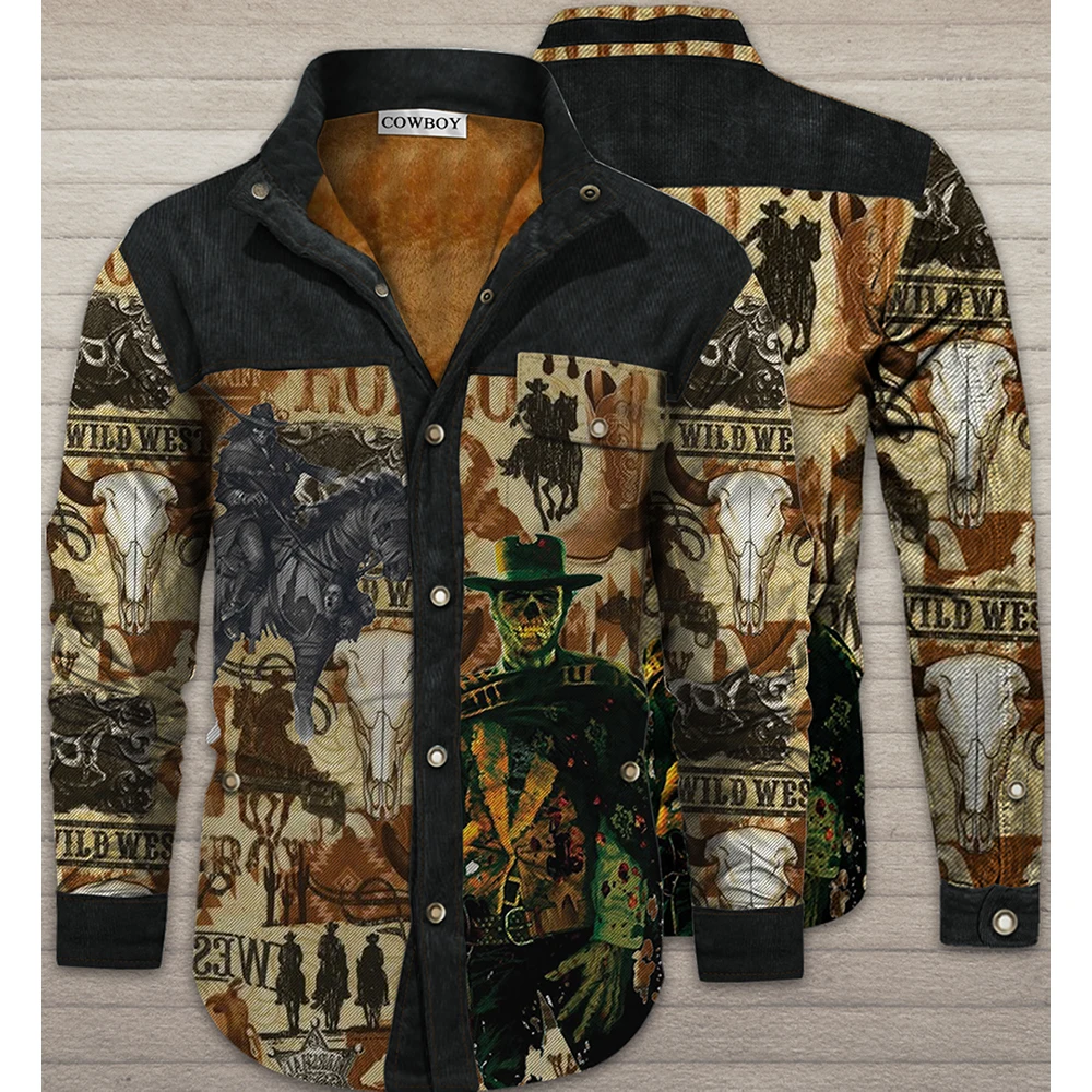 

New Fashion 3D Full Body Printing Custom Logo Design DIY Guitar Skull Hunter Pattern Warmth Thickening Men’s Cotton Jacket