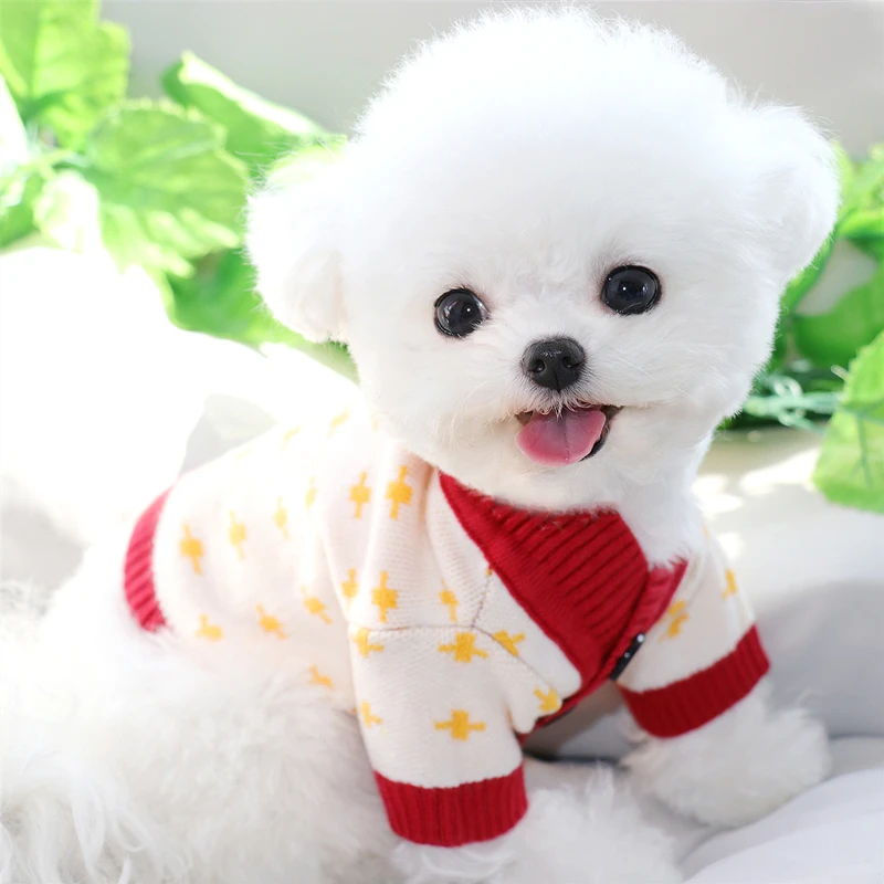 

knitted dog sweater Yorkshire Teddy small puppies Schnauzer Bichon Pomeranian pet clothes Outfits dog clothes for small dogs