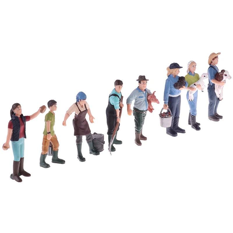 

New Simulation Farmer Model Simulation Farm Staff Feeder Action Figures Cow Animals Miniature Lovely Toys For Kids