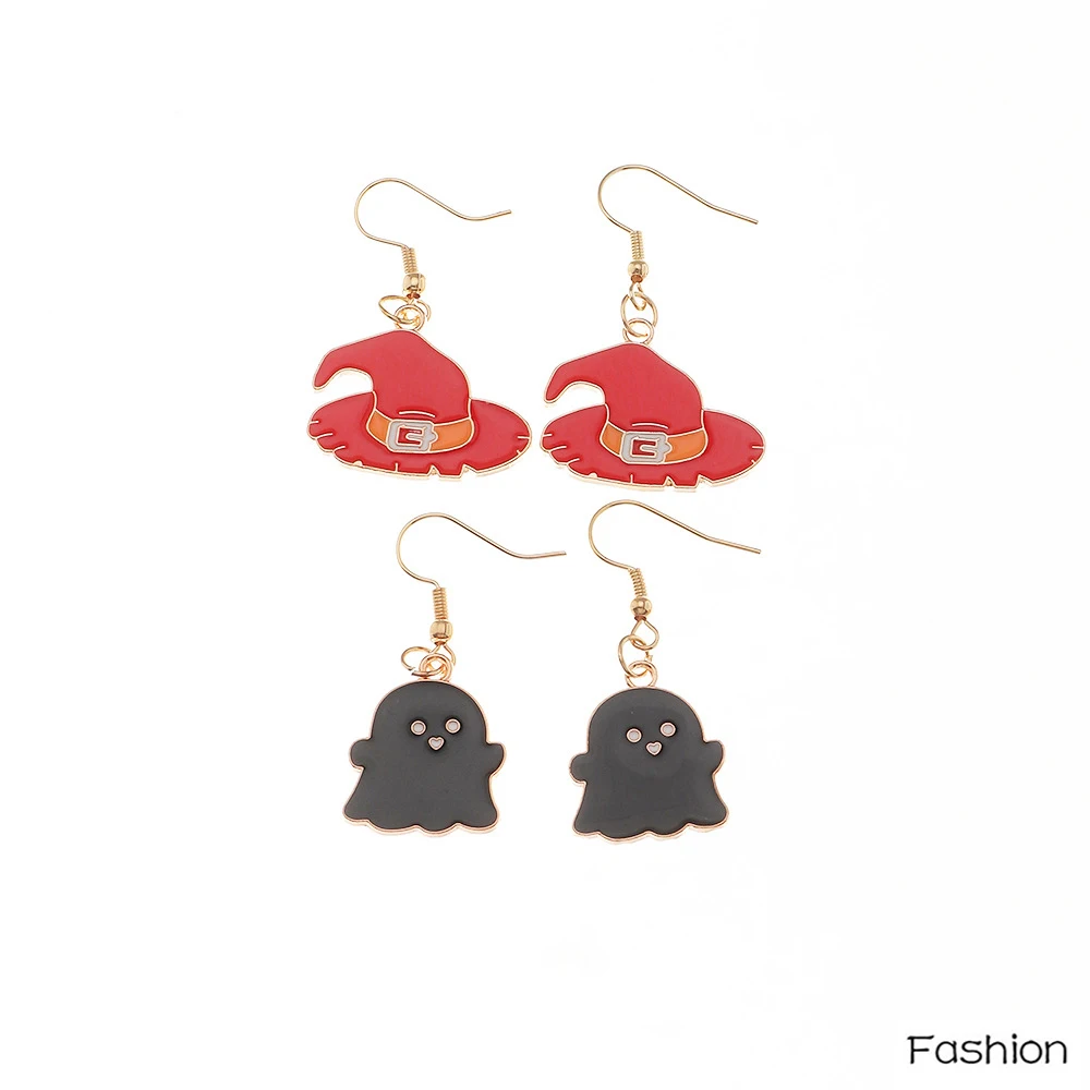 

Personalized Simple Metal Magic Hat Ghost Pendant Pierced Earrings For Women Geometry Exaggerate Halloween Fashiona Jewelry Gift