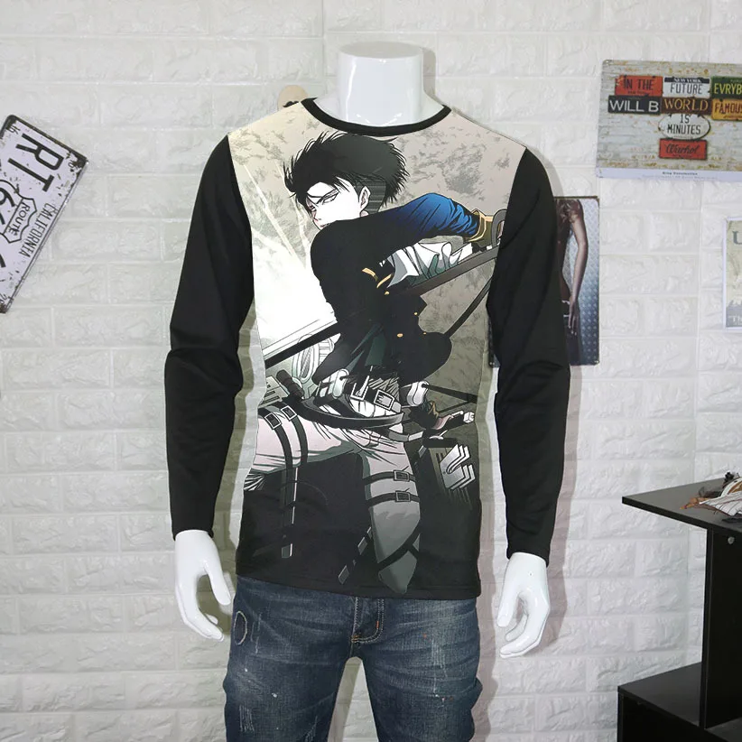Футболка для косплея атака на Титанов костюмы с длинным рукавом мужчин и женщин