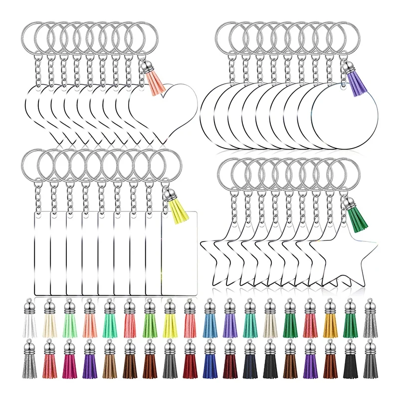 

Acrylic Keychain Blanks Set for Vinyl Includes 36 Transparent Keychain Blanks 36 Key Chain Rings 36 Tassels for DIY