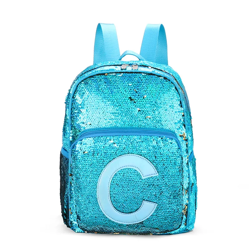 Fashion Mermaid Sequin Backpacks for Girls Children Large Letter Unicorn School Bag Teenager Hologram Heart Love Backpack