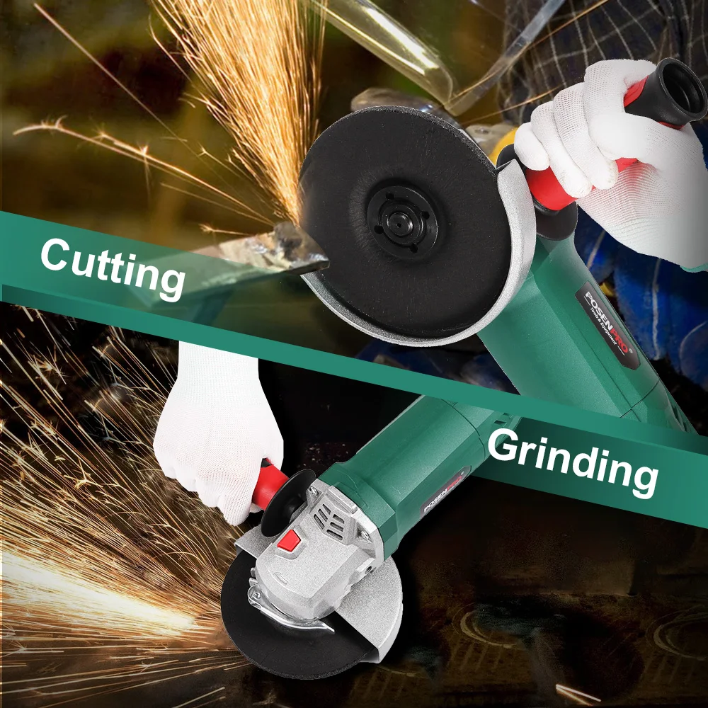 

Electric Angle Grinder 1100W 125mm 3000-12000RPM Toolless Guard for Cutting Grinding Metal or Stone Work POSENPRO