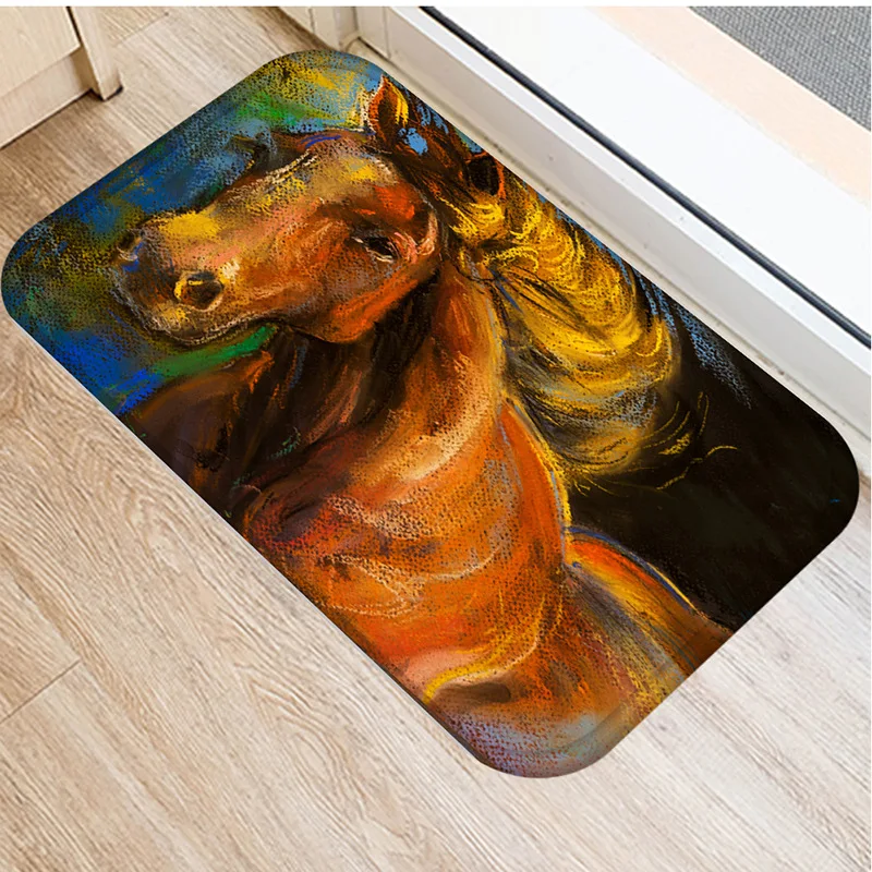 

40x60cm Cute Diy Print Floor Mat Bathroom Ground Mat Slip Door Bath Pad Rug Living Room Carpet Horse Animal