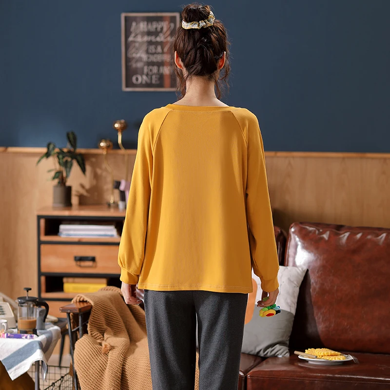 Одежда для сна Женская хлопковая с мультяшным львом свободная длинная Пижама |