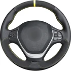 Черный Натуральная кожа черная замша желтый Маркер чехол рулевого колеса автомобиля для BMW F30 320i 328i 320d F20