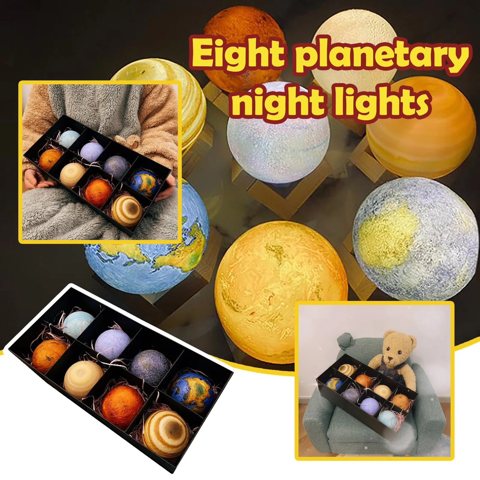 Bedside 3D Planet Lights Outdoor Lighting Garden Lighting Solar Energy Decorative Led Lights Holiday Decorations