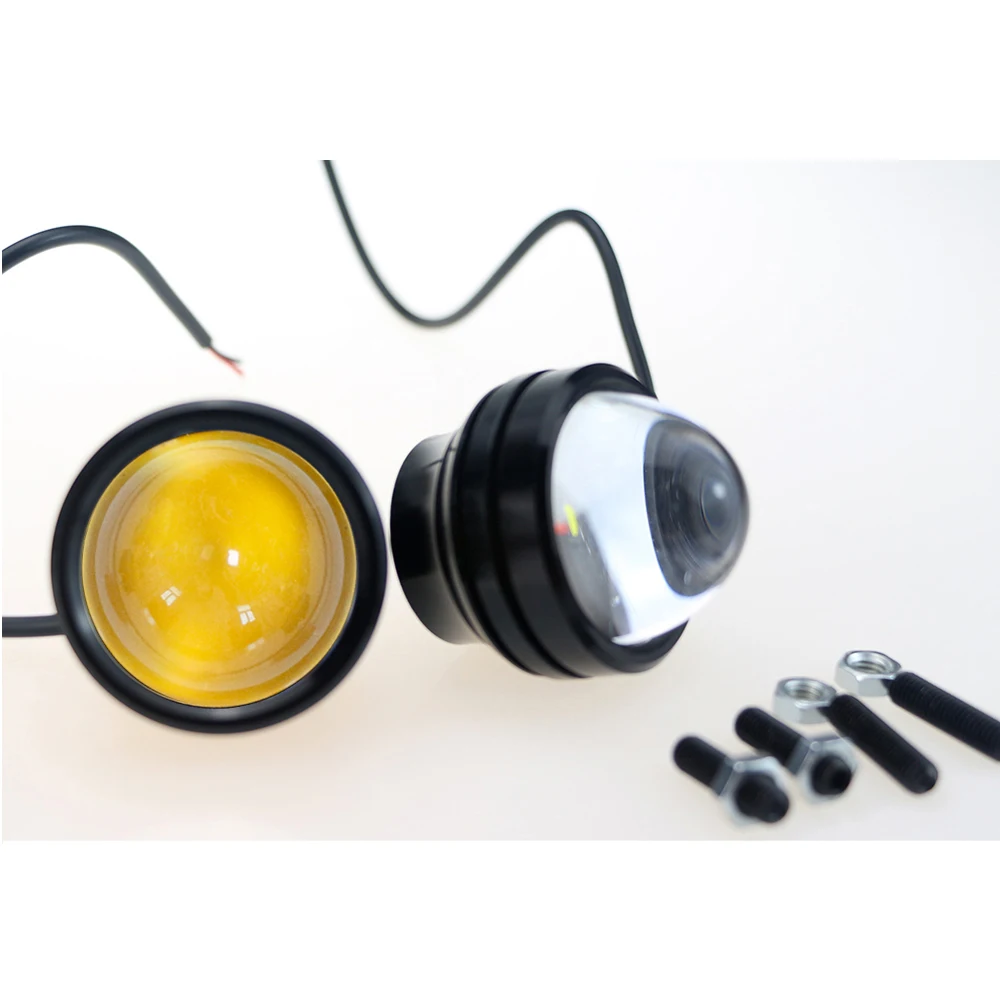 GEETANS 2PCS Car Led Lens Fog Light Eye Refit Fish Lamp Hawk Eagle + Daytime Running Lights 12v Automobile DRL White CJ | Автомобили и