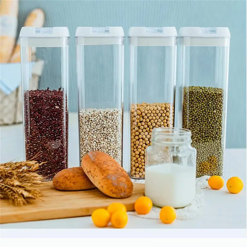 

Sealed Jar Transparent Plastic Household Kitchen Food Grade Nut Oatmeal Spice Storage Jar Grain Storage Box 0.5L/0.8L/1.2L/1.9L