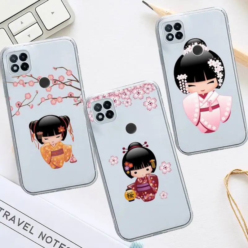 

Japanese Kokeshi Doll Phone Case Transparent for Xiaomi redmi note 5 7 8 9 10 11 t S A lite pro high quality funda