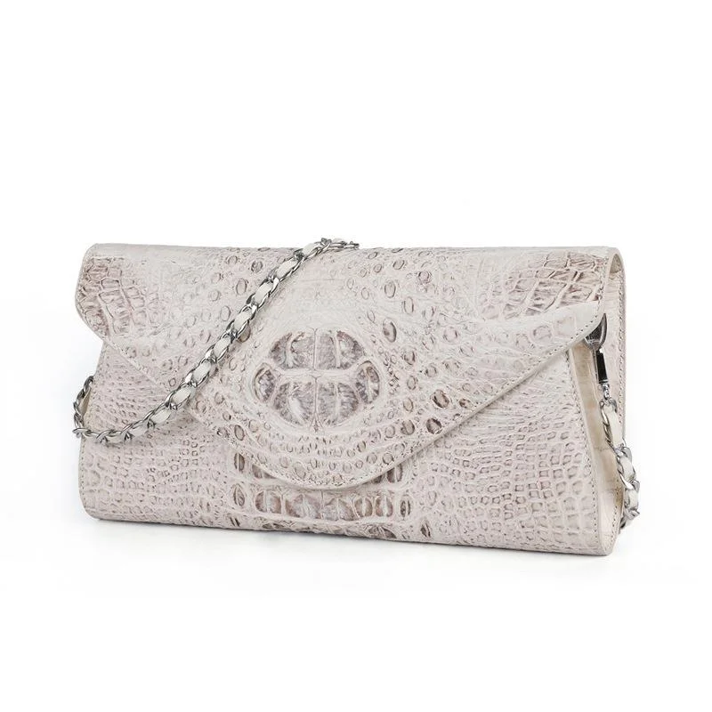 

Crocodile Leather Women's Bag High Grade Chain Fashionable Himalayan White Single Fashion Shoulder Crossbody Bags Free Shipping