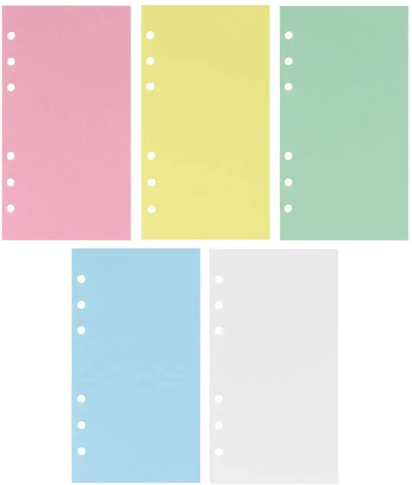 Цветные заполняющие вкладыши A6 с 6 отверстиями 5-цветная заполняющая бумага для