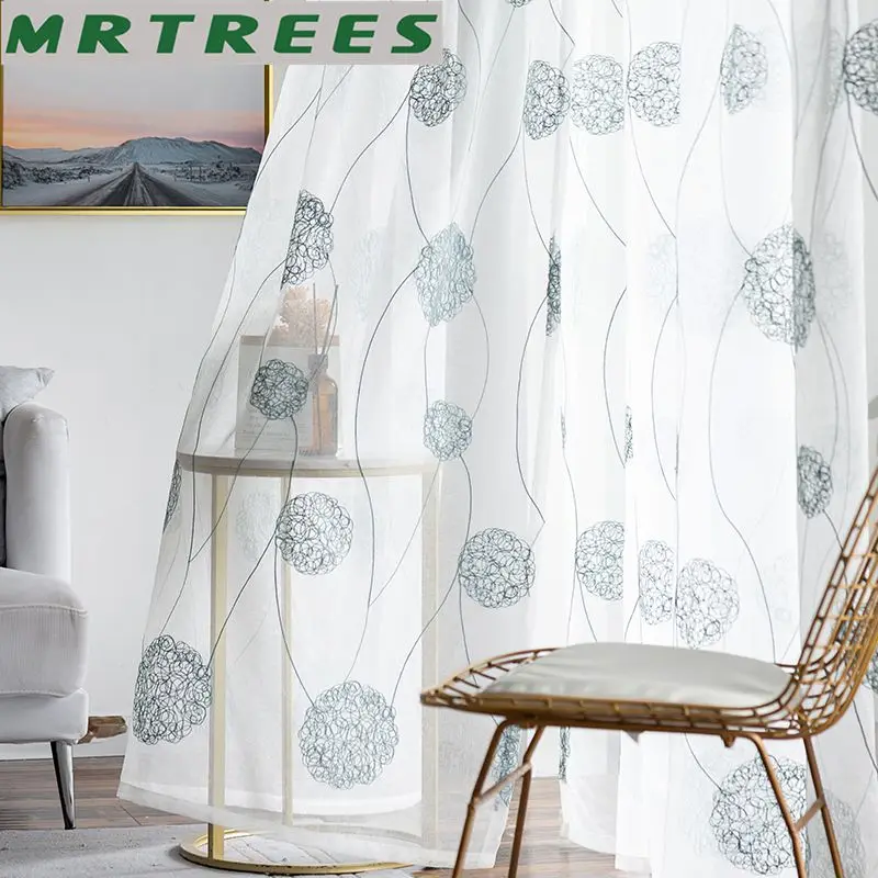 Прозрачные Занавески с вышивкой для гостиной шторы из вуали в европейском стиле