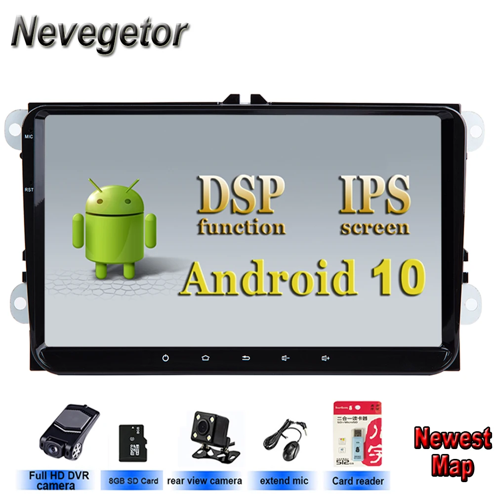 Android 10 автомобильный мультимедийный плеер для сиденья Altea Leon Toledo volkswagen VW Passat Skoda серии gps Стерео Радио Навигация, 2 DIN