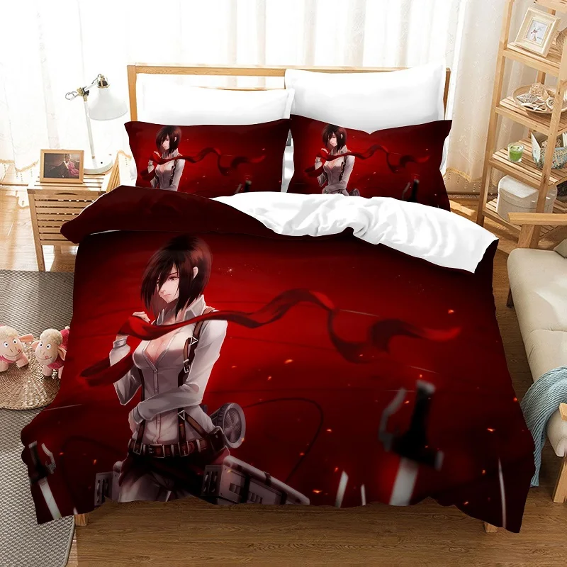 

Anime Attack On Titan 3D Printed Bedding Set Cartoon Duvet Cover and Pillowcases Comforter Bedding Sets Bedclothes 2/3 Bed