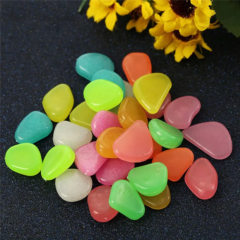 50 Pcs Glow in the Dark Garden Pebbles Stones Rocks for Walkways Path Patio Lawn Yard Decor Luminous stones | Дом и сад