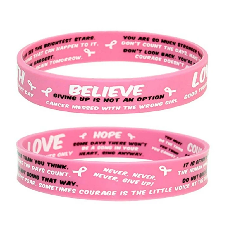Силиконовый браслет для информирования о раке груди розовый резиновый мягкие