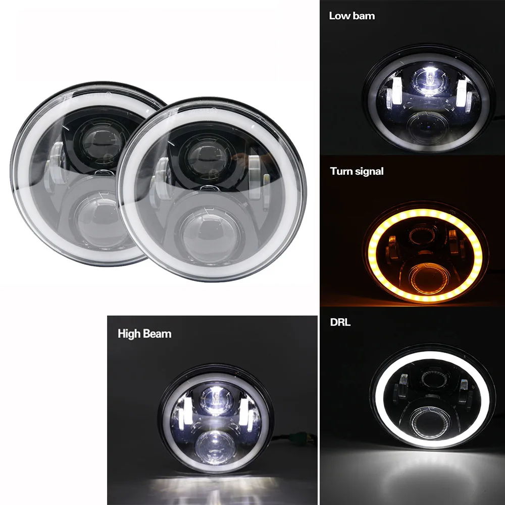 40w Halo light Black Для Suzuki Samurai UAZ Hunter 7 дюймов светодиодный проектор фара с halo DRL& Amber Поворотная сигнальная фара для Lada 4x4 Urban Niva - Цвет: 40w Halo light Black