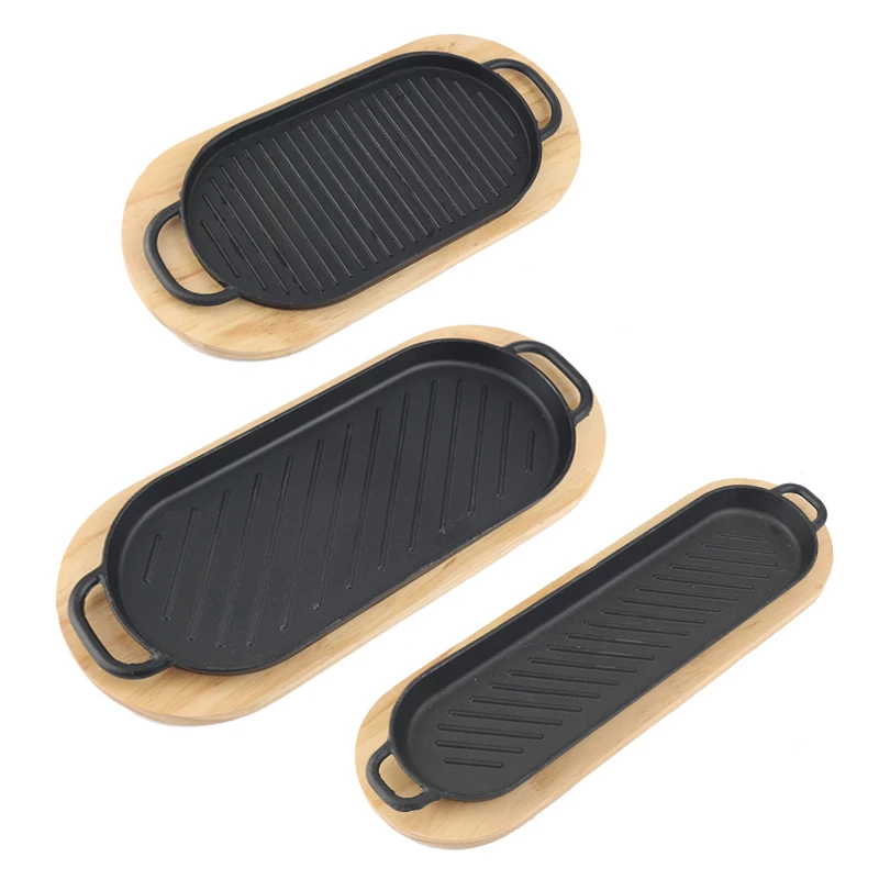 Железная тарелка домашняя прямоугольная чугунная для барбекю железная гриля с