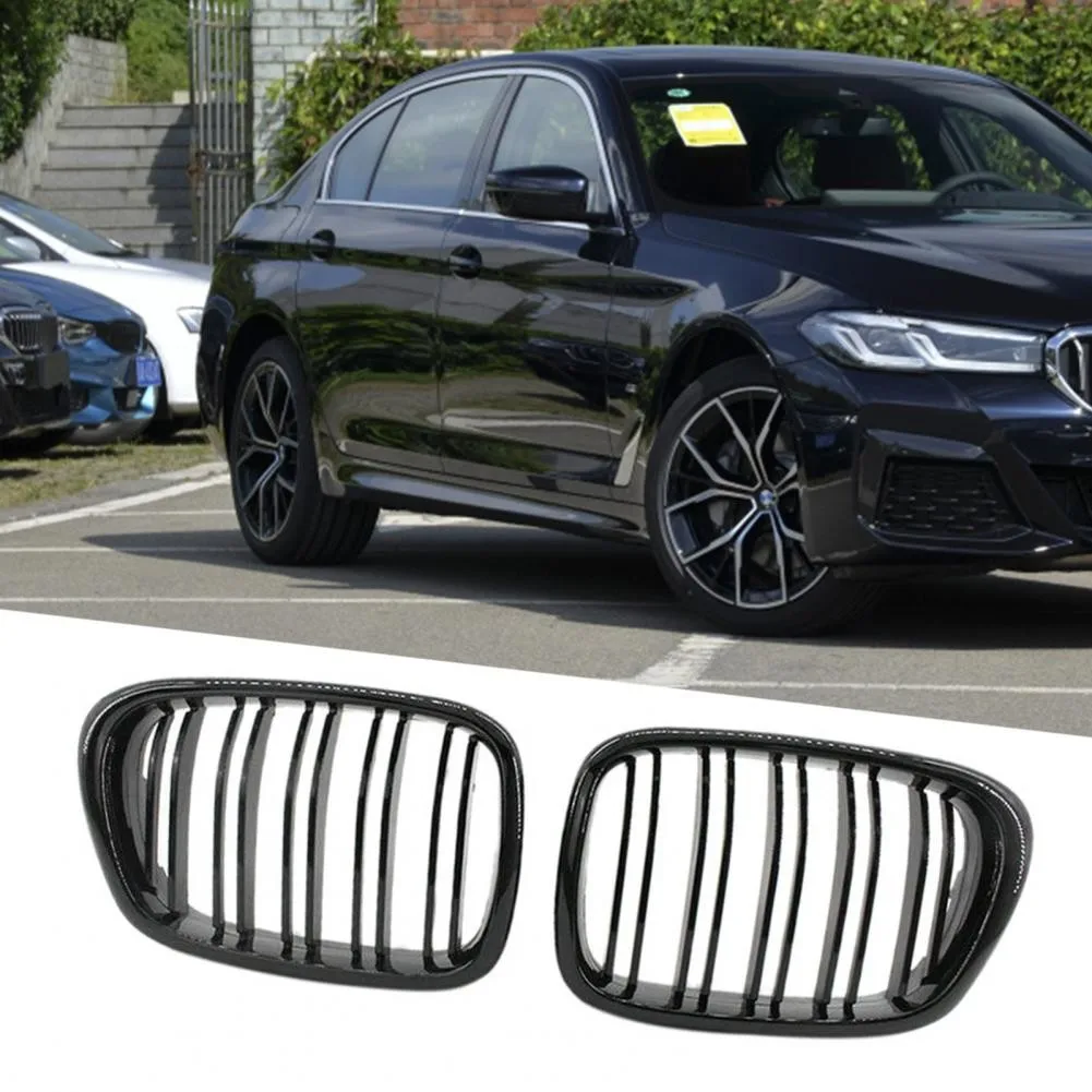 

2x Car Exterior Parts Gloss Black Front Hood Kidney Grille Grill ABS Plastic For BMW E60 E61 5 Series M5 03-09 Racing Grills