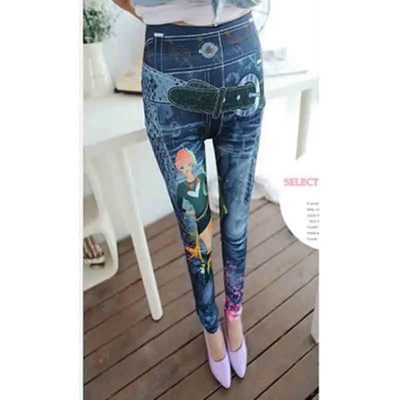 Джинсы с имитацией граффити летние цветные брюки цветочным узором для девочек