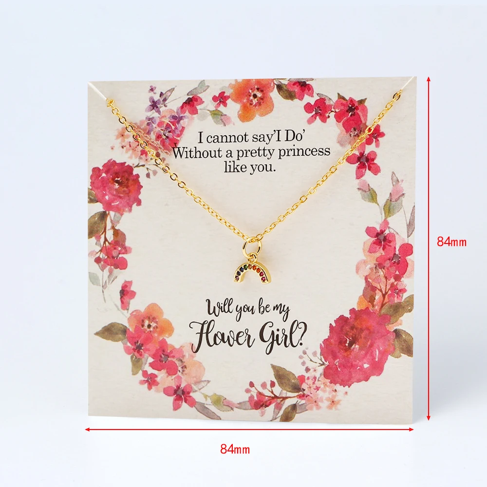 

Wish Card Fashion Micro Paved Rainbow Pendant Necklace For Women Make a Wish Card Necklace Jewelry Sister Friends Gift CN281