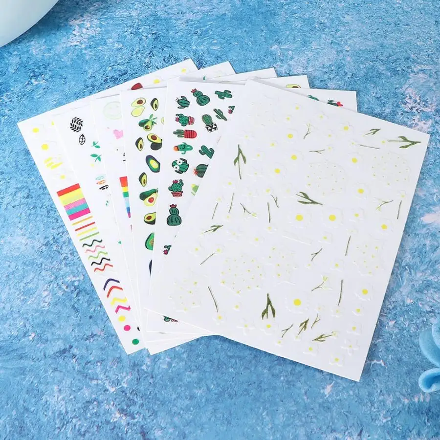 Наклейки для ногтей 6 шт изысканный дизайн стикер авокадо шаблон самоклеющаяся